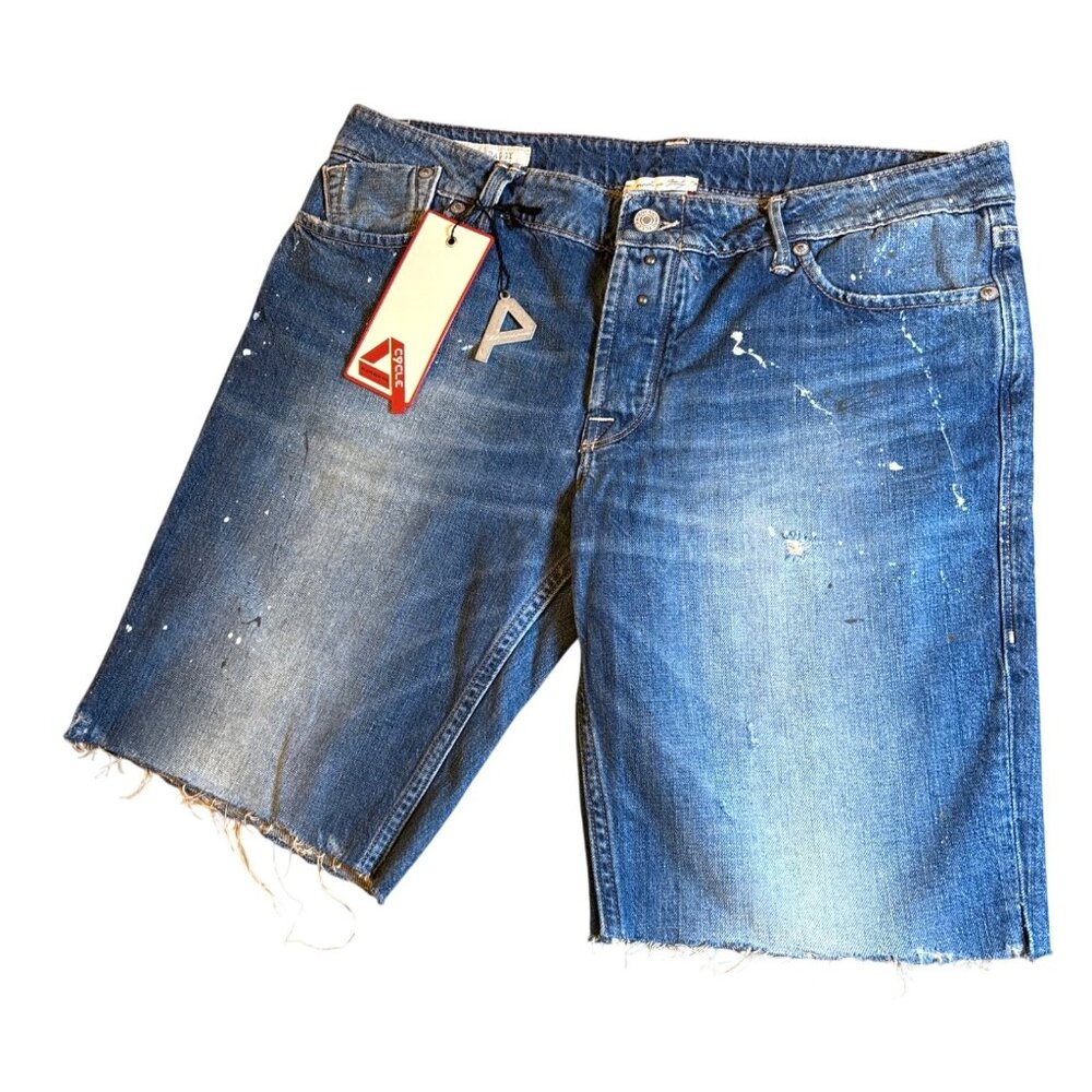 Cycle Denim Womens Distressed Paint Splatter Cut Off Shorts Baggy Size 29 Luxury